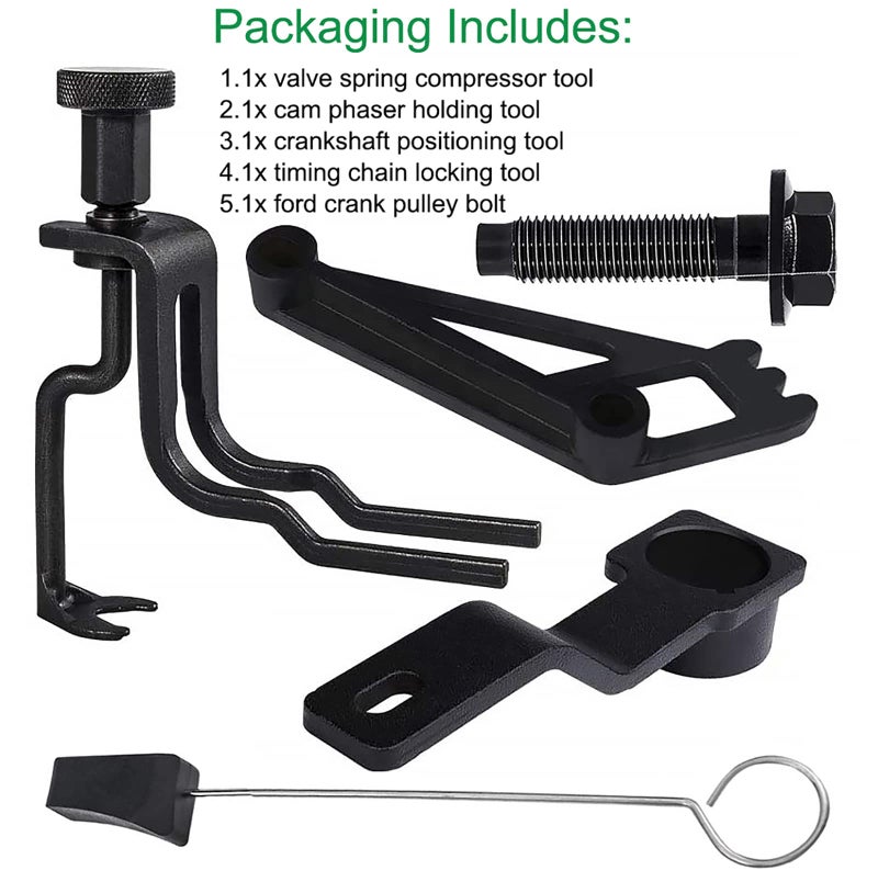 KAKO Engines Repair Tools Kit-Valve Spring Compressor Tool, Crankshaft Positioning Tool, Cam Phaser Holding Tool, Timing Chain Locking Wedge Tool, Crankshaft Pulley Bolt for Ford 4.6L 5.4L 6.8L 3V Engines - Image 2